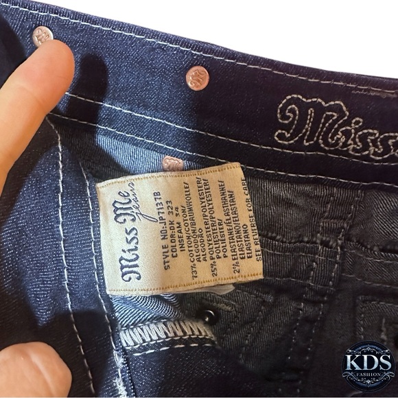 Miss Me Signature Bootcut Jeans Sz 28 — Crystal Front Sequin Cross Back Pockets - Picture 6 of 11